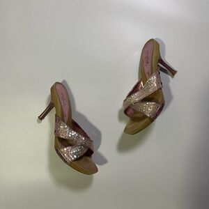 y2k pink sequin platform heels